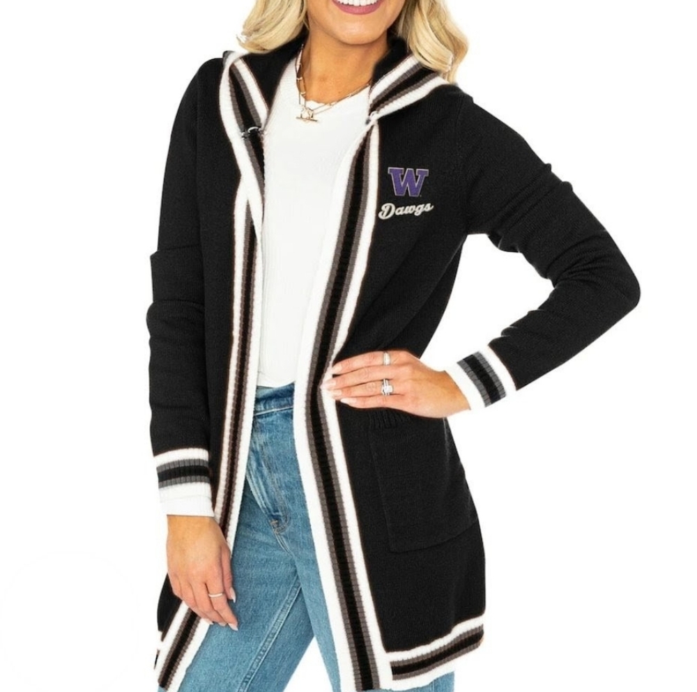 U of W Gameday Couture's University of Washington Dawgs Hooded Cardigan, Size L